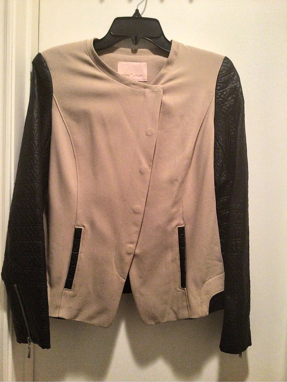 Gibson & Latimer Faux Leather Sleeve Jacket Size Small Like New